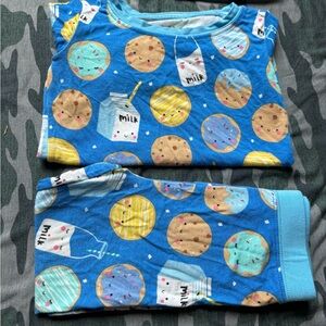 Little Sleepies Blue Pajama Set with Whimsical Cookie Design